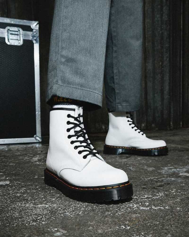 Dr Martens 1460 Bex Smooth Leather Platform Boots White | 19GMECVTB