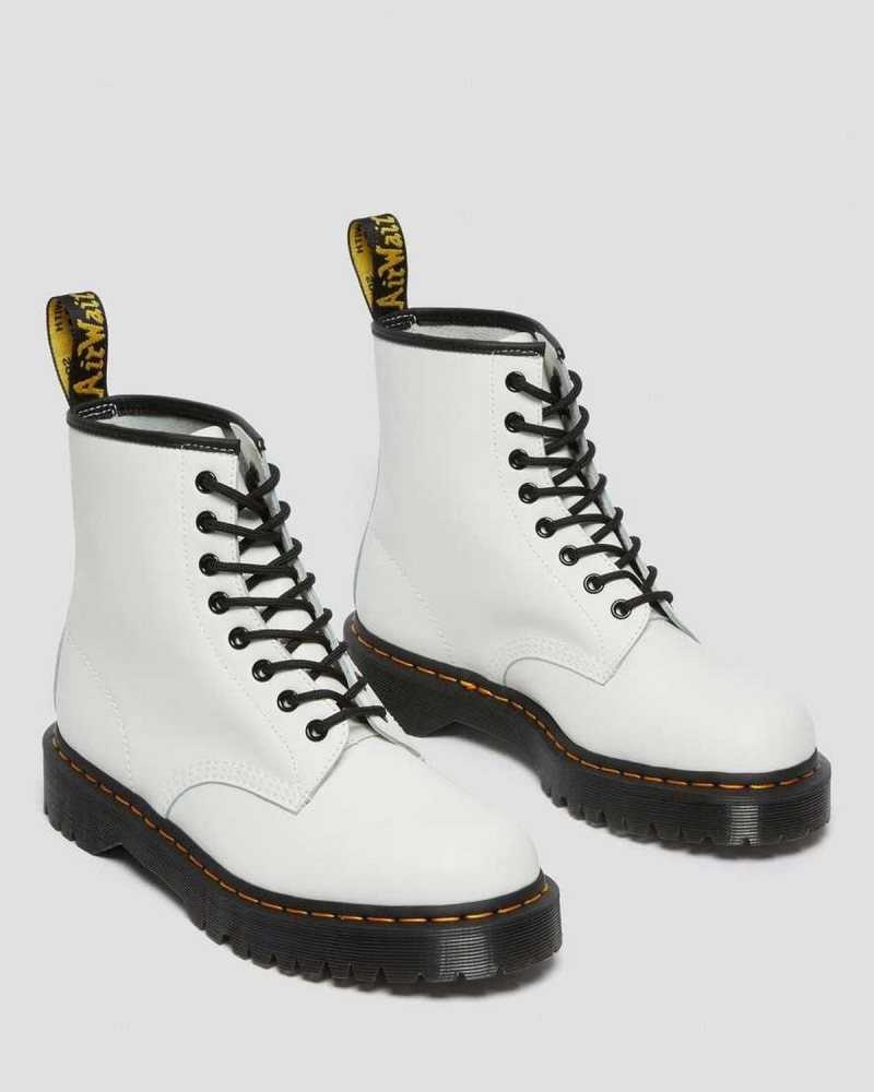 Dr Martens 1460 Bex Smooth Leather Platform Boots White | 19GMECVTB