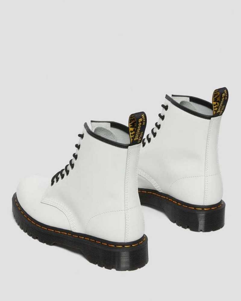 Dr Martens 1460 Bex Smooth Leather Platform Boots White | 19GMECVTB