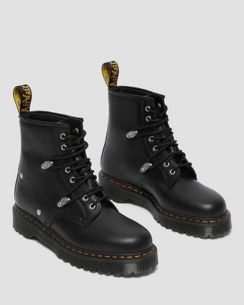 Dr Martens 1460 Bex Stud Leather Lace Up Boots Black | 24GDKHIUW