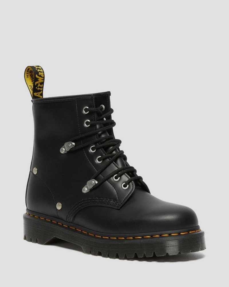 Dr Martens 1460 Bex Stud Leather Lace Up Boots Black | 78QMBNUKF