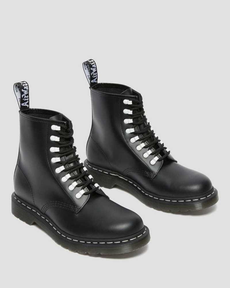 Dr Martens 1460 Contrast Hardware Leather Lace Up Boots Black | 06PNFWUCG