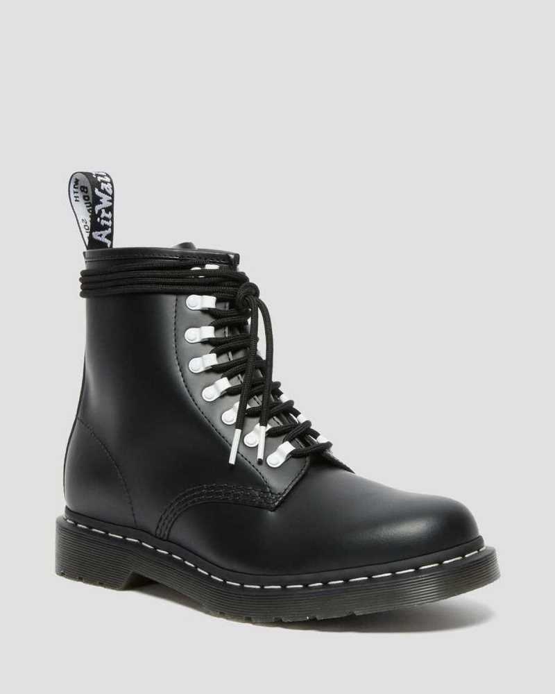 Dr Martens 1460 Contrast Hardware Leather Lace Up Boots Black | 04JGUASOD