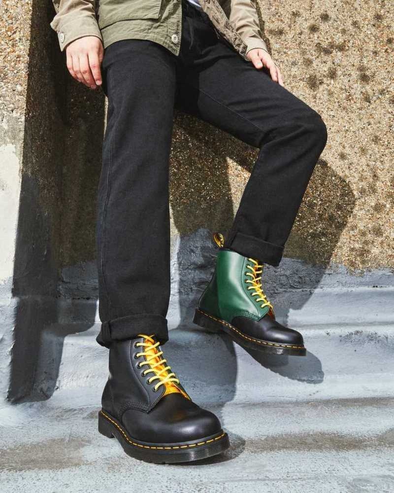 Dr Martens 1460 Contrast Smooth Leather Lace Up Boots Black | 92IGRNVTD