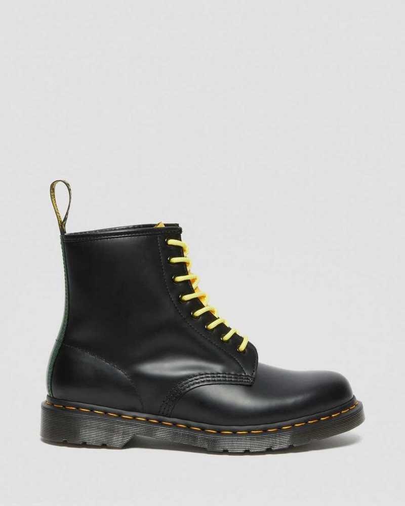 Dr Martens 1460 Contrast Smooth Leather Lace Up Boots Black | 92IGRNVTD