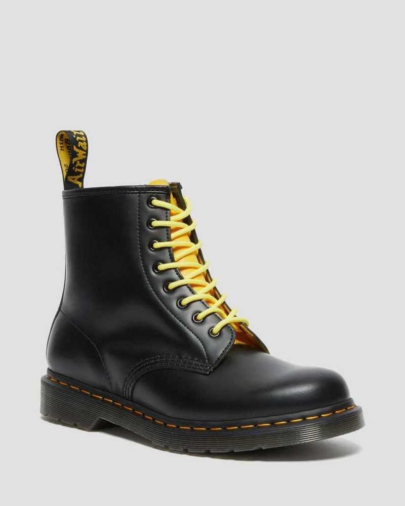 Dr Martens 1460 Contrast Smooth Leather Lace Up Boots Black | 92IGRNVTD