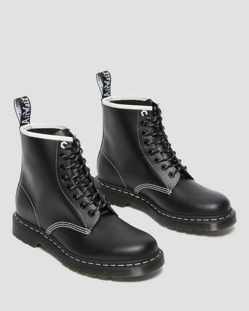 Dr Martens 1460 Contrast Stitch Leather Lace Up Boots Black | 03MYJXTQA