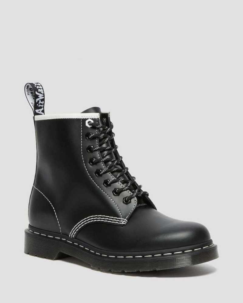 Dr Martens 1460 Contrast Stitch Leather Lace Up Boots Black | 03MYJXTQA