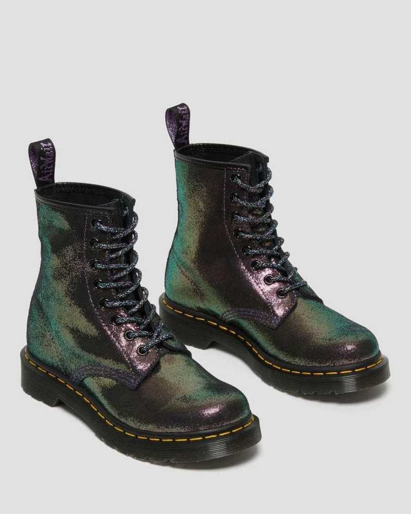 Dr Martens 1460 Disco Iridescent Suede Lace Up Boots Purple | 35FGETJQC