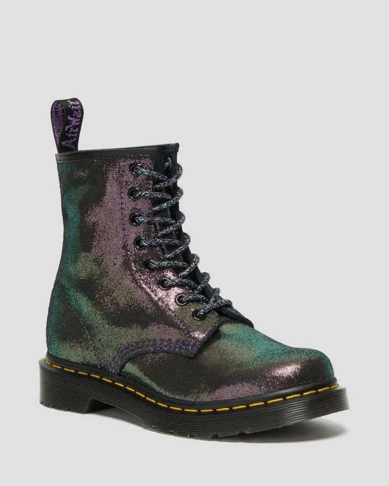 Dr Martens 1460 Disco Iridescent Suede Lace Up Boots Purple | 35FGETJQC