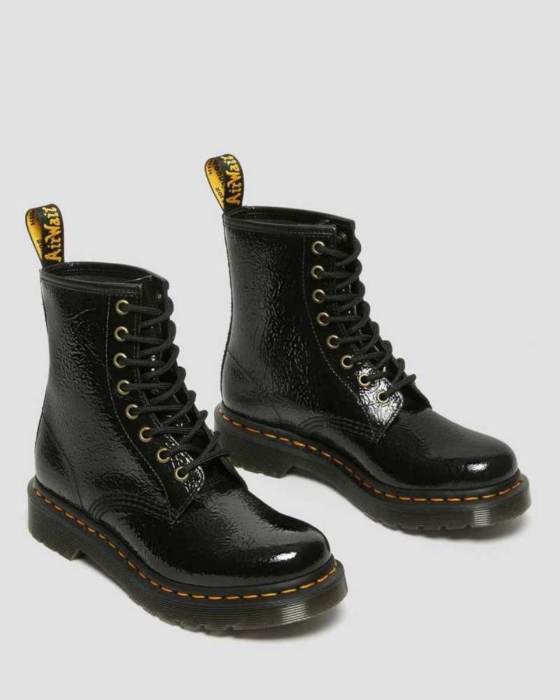 Dr Martens 1460 Distressed Patent Leather Boots Black | 98CWHXKIB