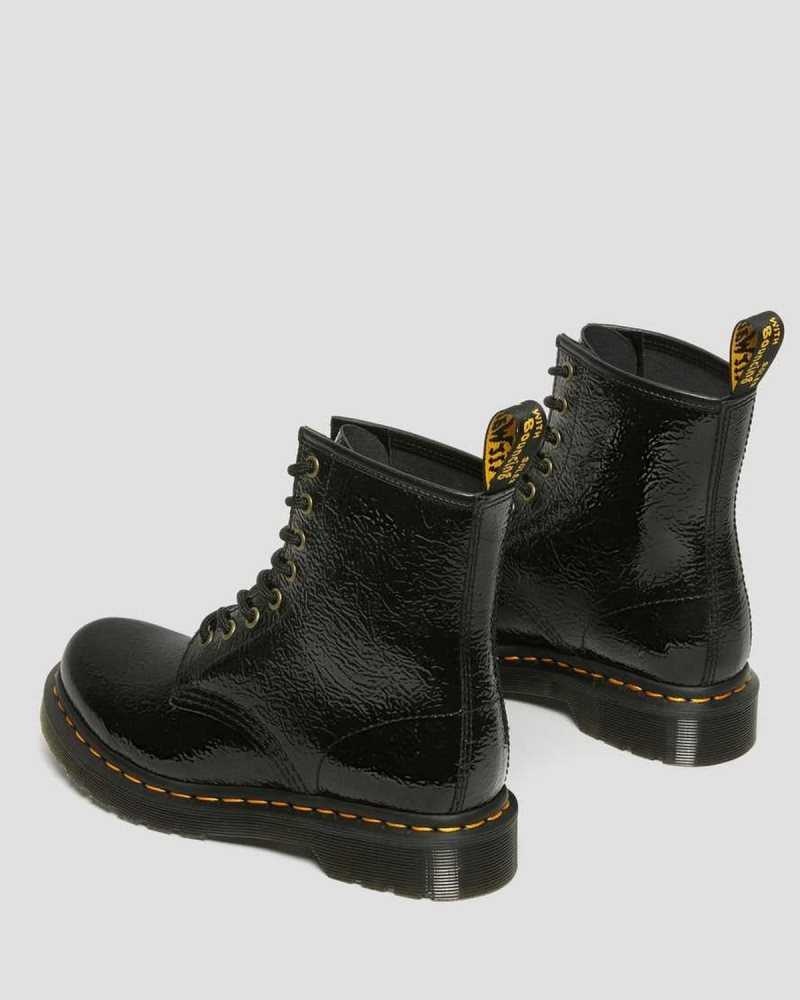 Dr Martens 1460 Distressed Patent Leather Boots Black | 98CWHXKIB