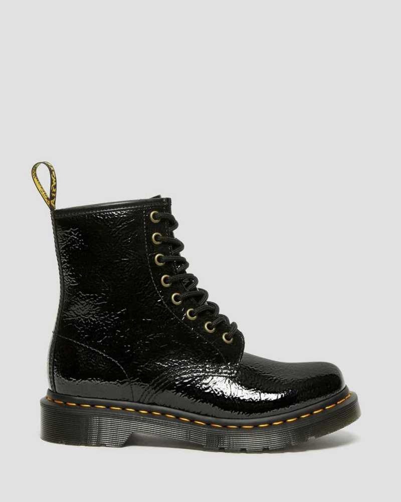 Dr Martens 1460 Distressed Patent Leather Boots Black | 98CWHXKIB