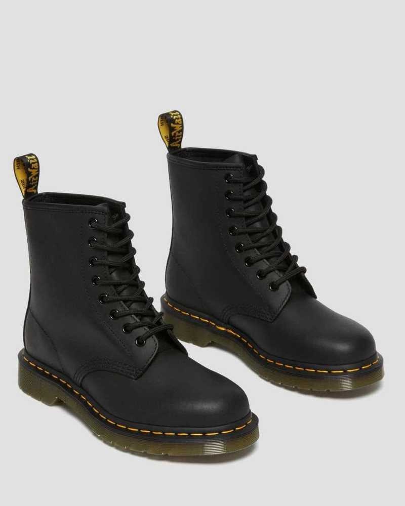 Dr Martens 1460 Greasy Leather Lace Up Boots Black | 23KNMDREW