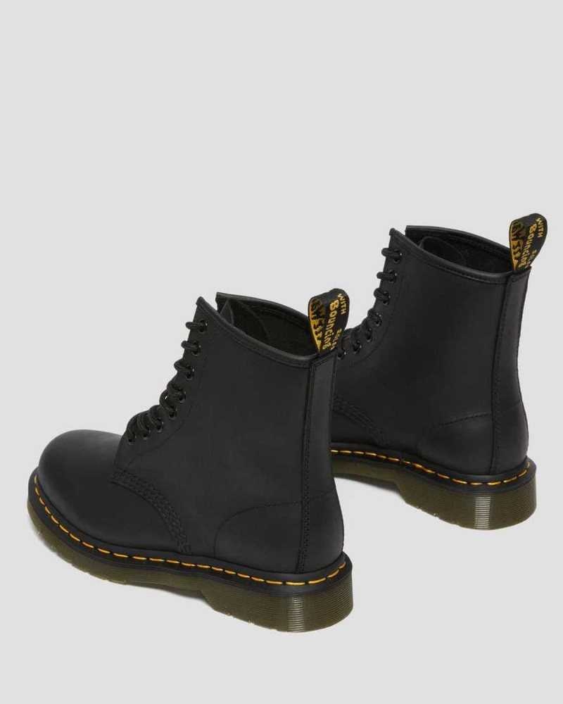 Dr Martens 1460 Greasy Leather Lace Up Boots Black | 23KNMDREW