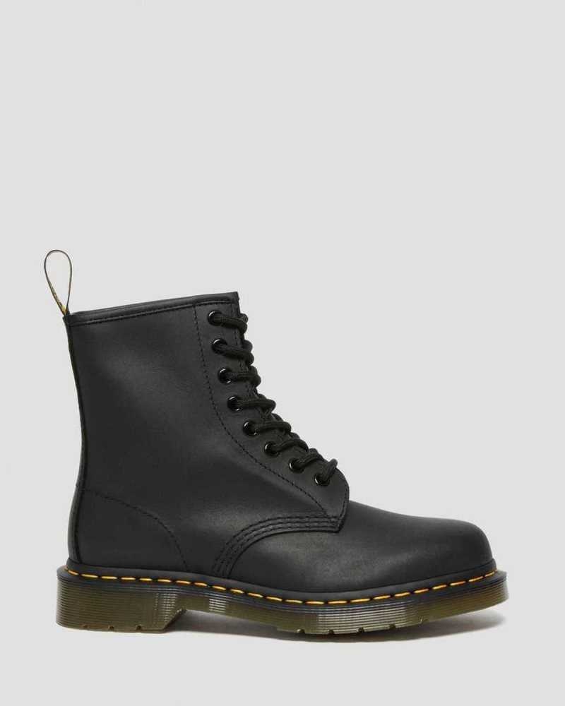 Dr Martens 1460 Greasy Leather Lace Up Boots Black | 23KNMDREW