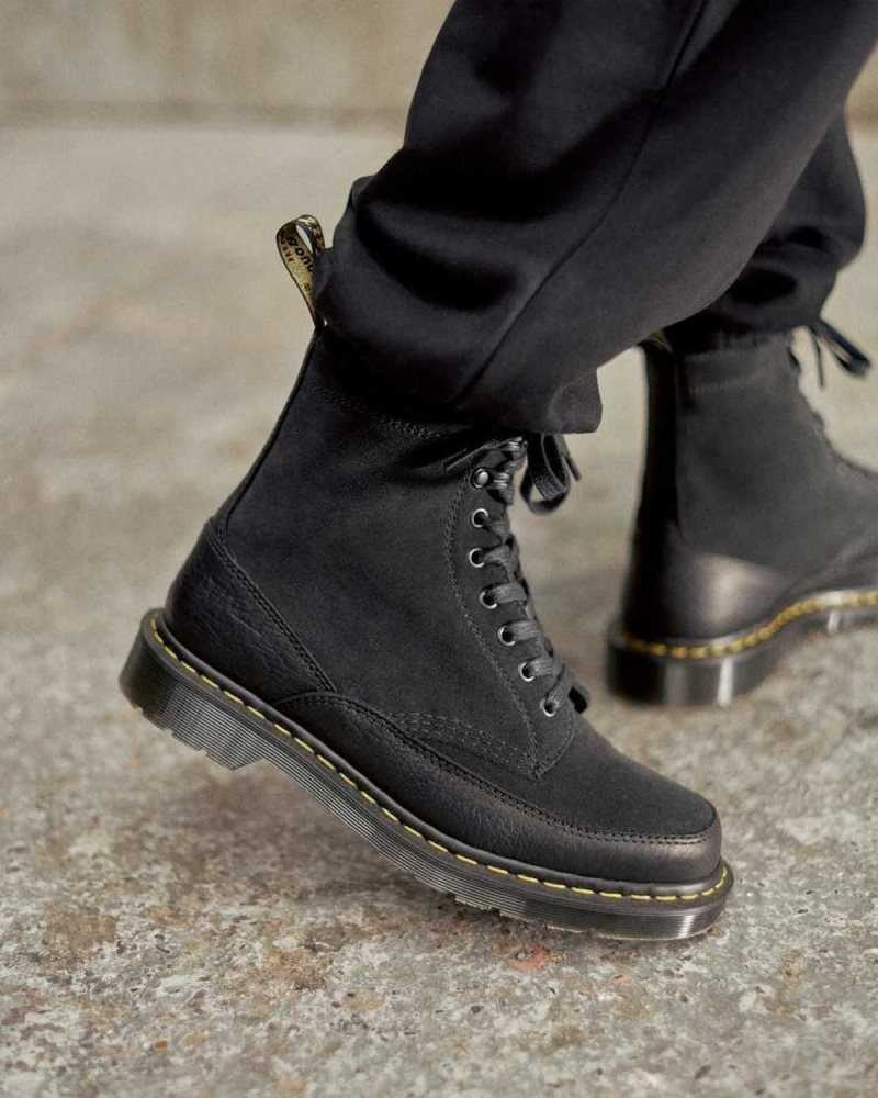 Dr Martens 1460 Guard Leather Lace Up Boots Black | 82HBNGLQK