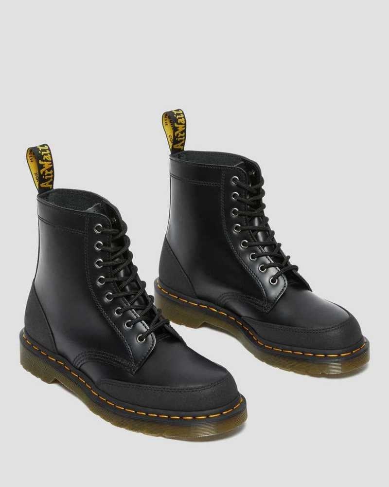 Dr Martens 1460 Guard Panel Leather Lace Up Boots Black | 16JAXQRYL