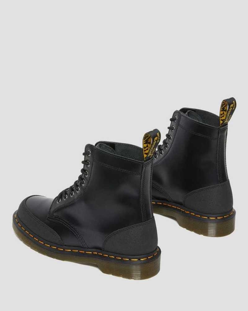 Dr Martens 1460 Guard Panel Leather Lace Up Boots Black | 16JAXQRYL