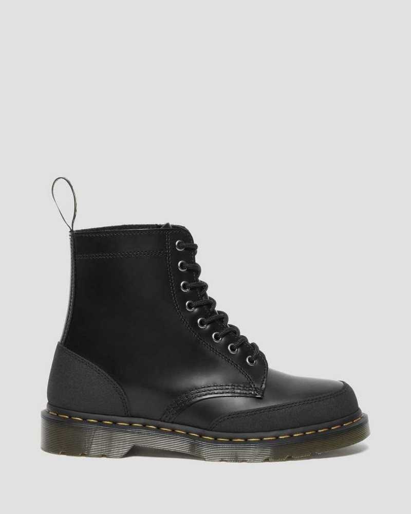 Dr Martens 1460 Guard Panel Leather Lace Up Boots Black | 16JAXQRYL