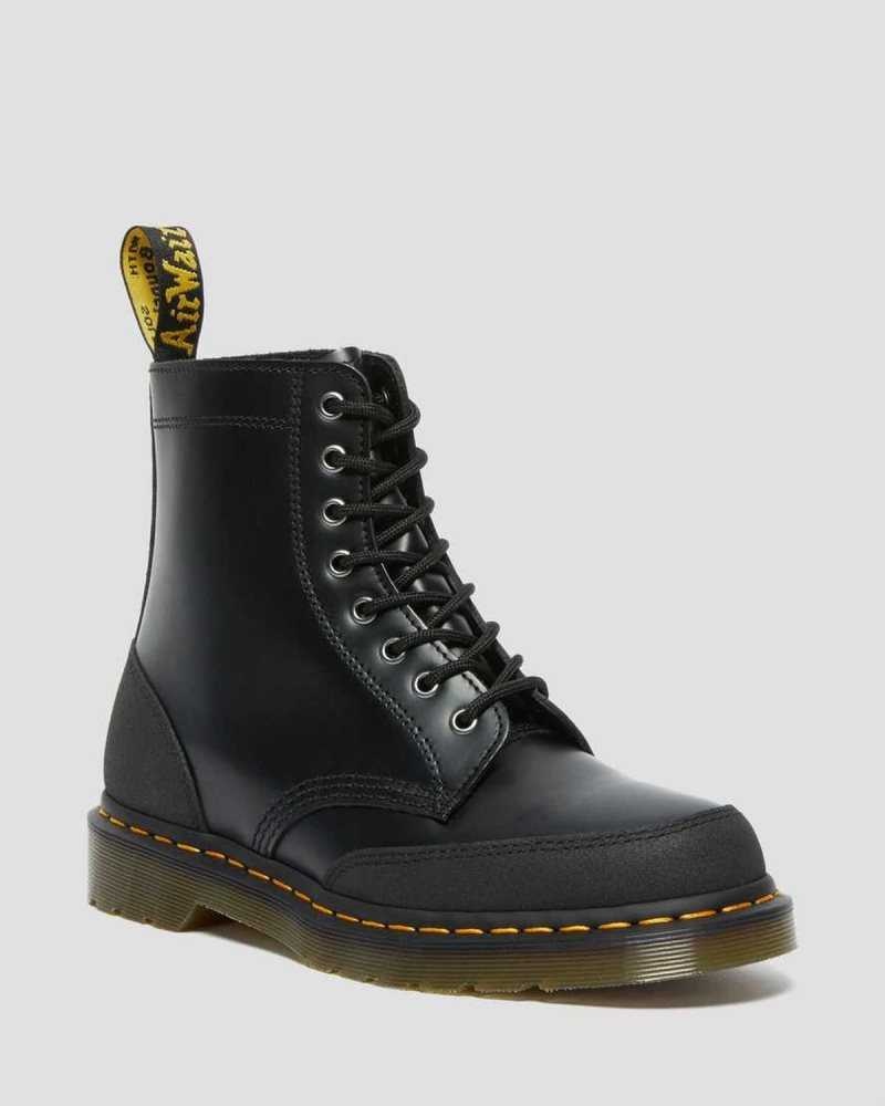 Dr Martens 1460 Guard Panel Leather Lace Up Boots Black | 72KEGAXIV