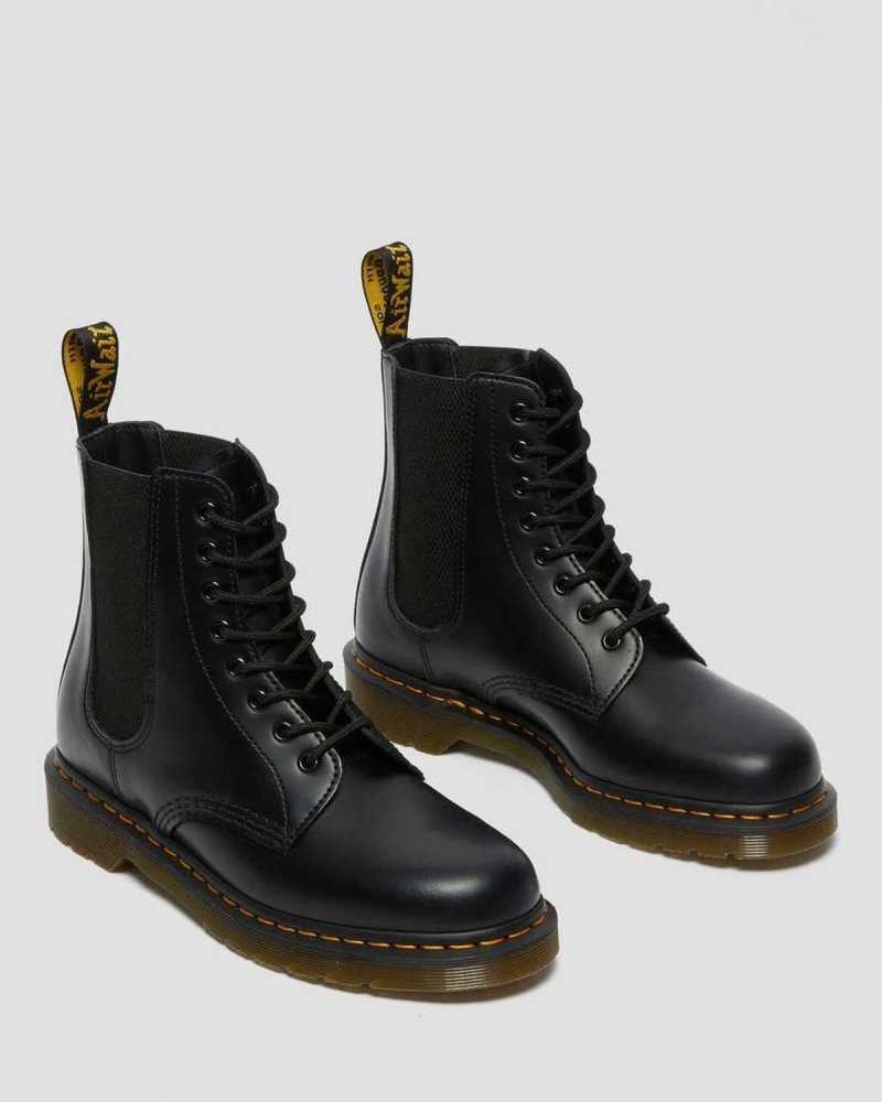 Dr Martens 1460 Harper Smooth Leather Lace Up Boots Black | 06UBGHWQX