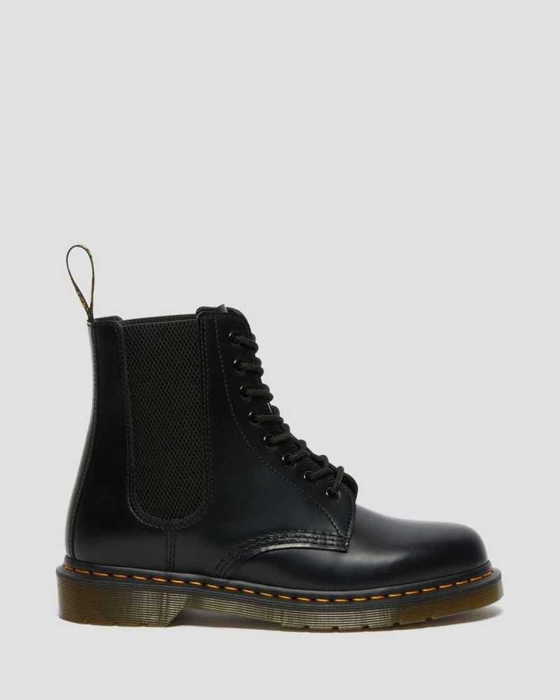 Dr Martens 1460 Harper Smooth Leather Lace Up Boots Black | 06UBGHWQX