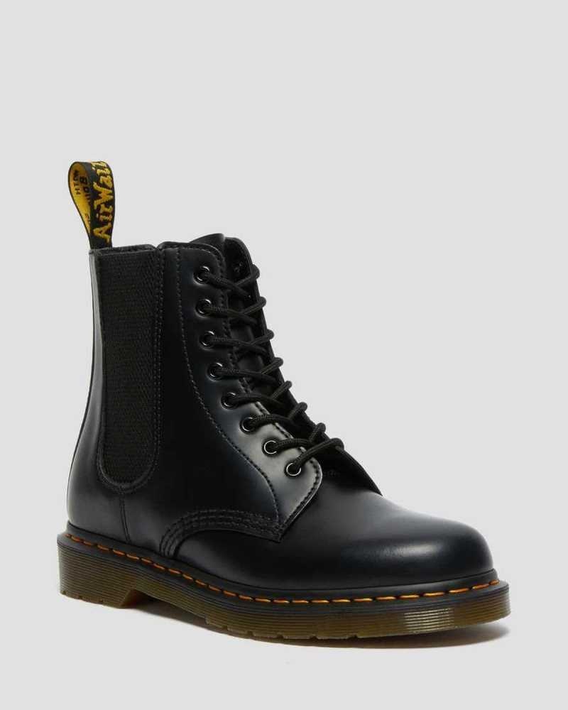 Dr Martens 1460 Harper Smooth Leather Lace Up Boots Black | 06UBGHWQX