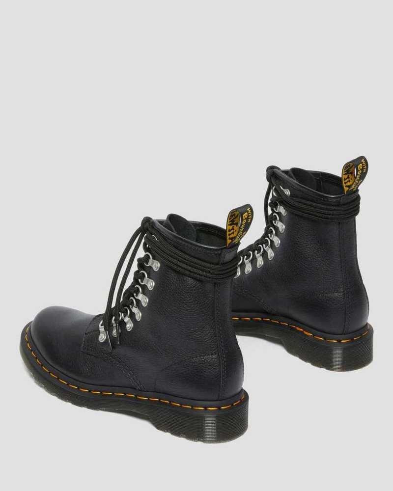 Dr Martens 1460 Laced Virginia Leather Lace Up Boots Black | 62BKIWMRD