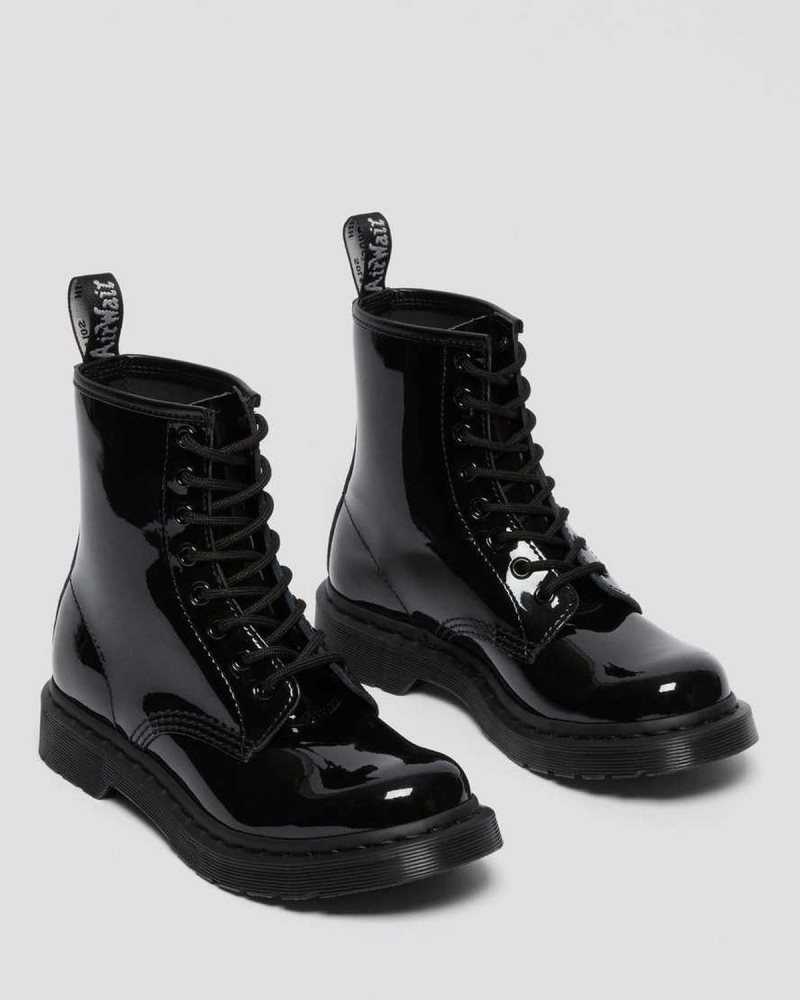 Dr Martens 1460 Mono Patent Leather Lace Up Boots Black | 07LKGNQVM