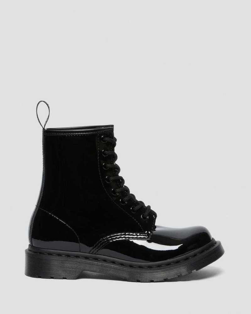 Dr Martens 1460 Mono Patent Leather Lace Up Boots Black | 07LKGNQVM