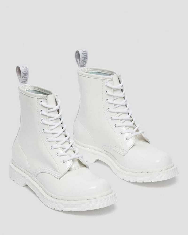 Dr Martens 1460 Mono Patent Leather Lace Up Boots White | 48OGZTHAR