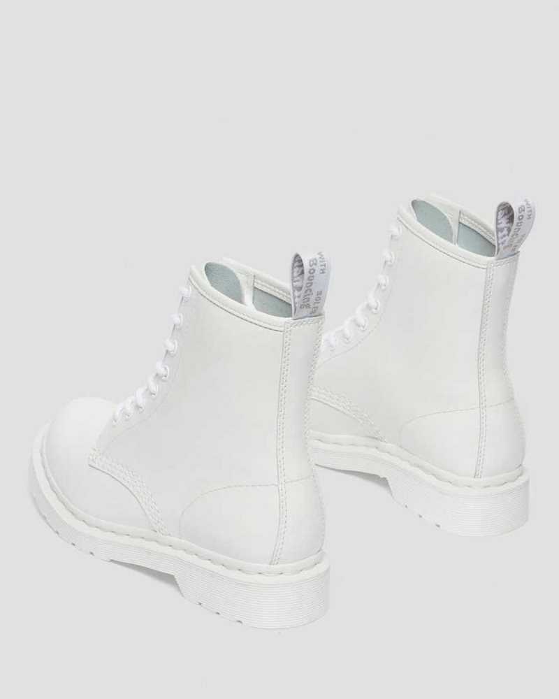 Dr Martens 1460 Mono Patent Leather Lace Up Boots White | 48OGZTHAR