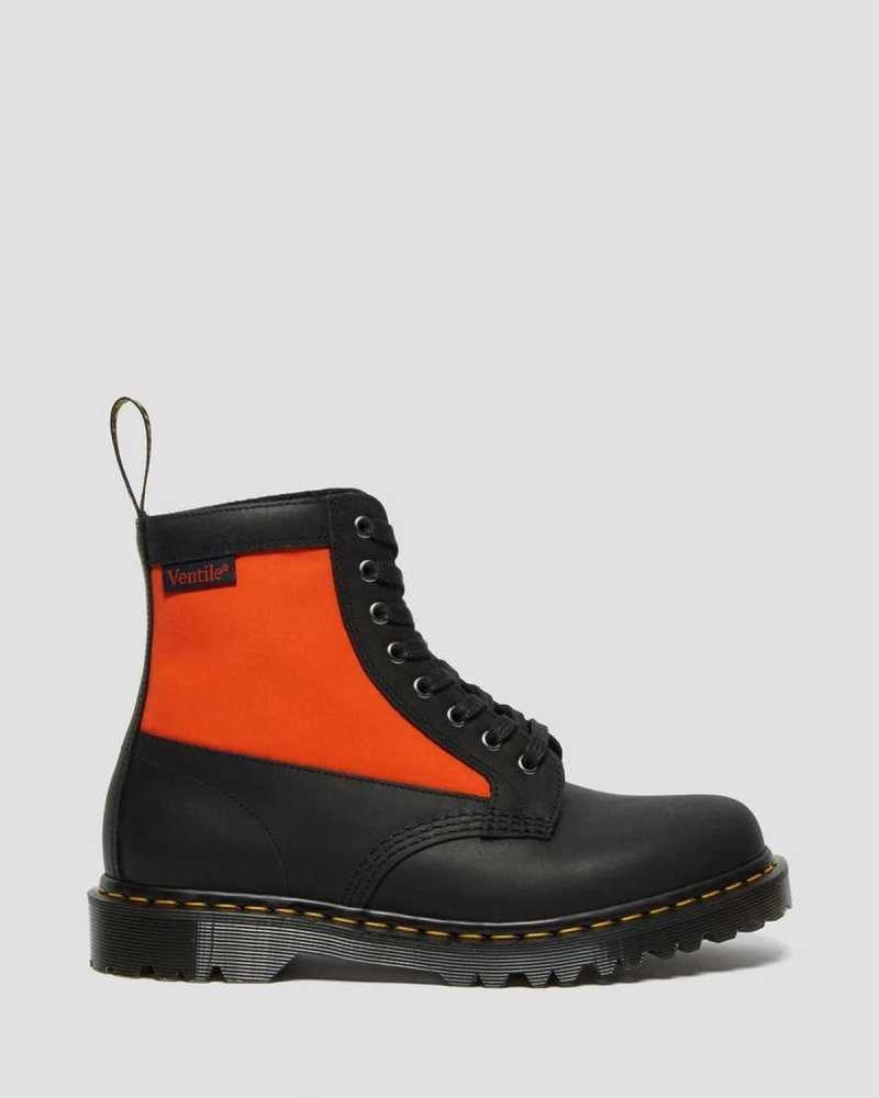 Dr Martens 1460 Panel Leather Lace Up Boots Black | 12FJXBICO