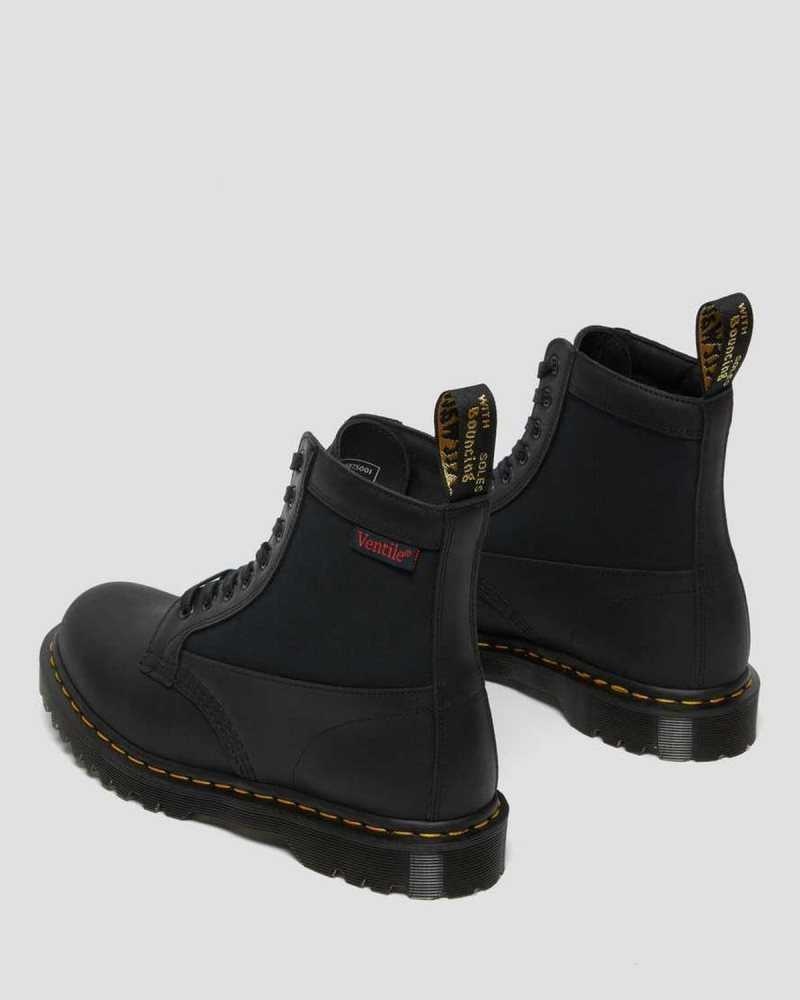 Dr Martens 1460 Panel Leather Lace Up Boots Black | 07CYJAMQO