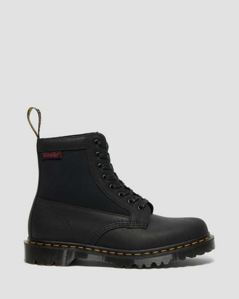 Dr Martens 1460 Panel Leather Lace Up Boots Black | 07CYJAMQO