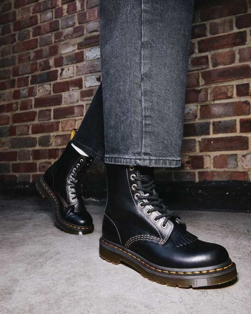 Dr Martens 1460 Pascal Abruzzo Leather Boots Black | 76MKSZNFU