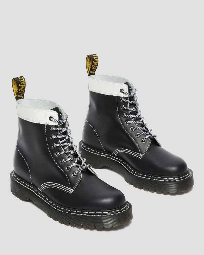 Dr Martens 1460 Pascal Bex Leather Contrast Lace Up Boots Black / White | 23IOCJFVY