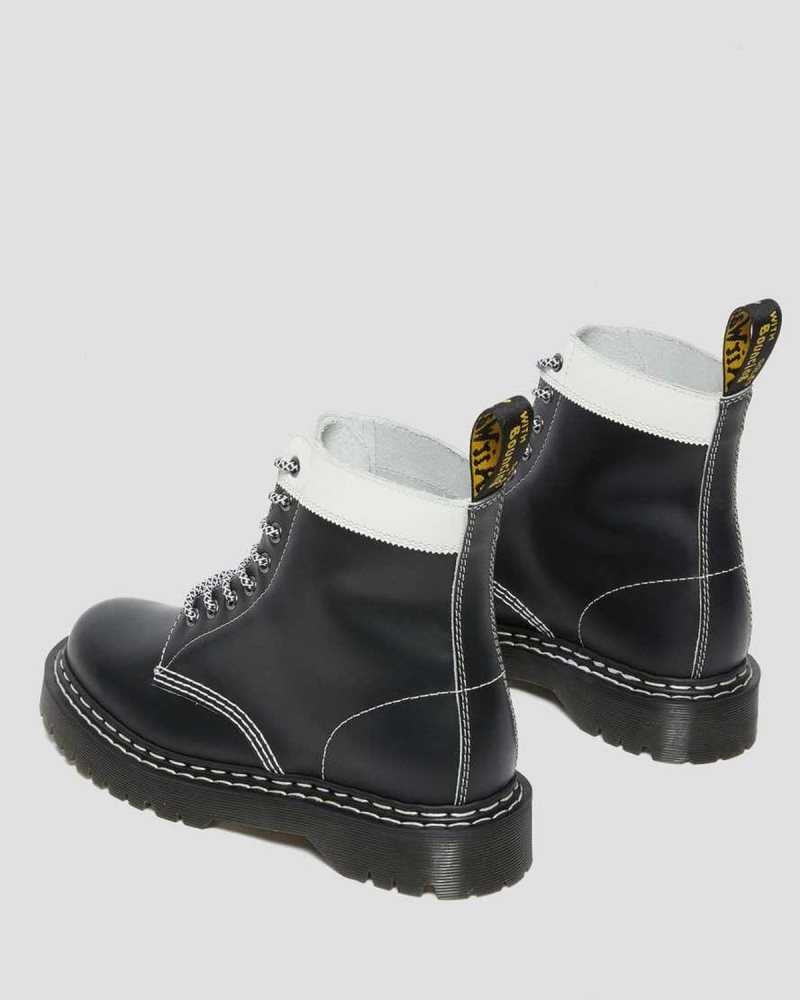 Dr Martens 1460 Pascal Bex Leather Contrast Lace Up Boots Black / White | 23IOCJFVY