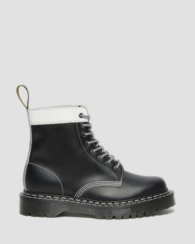 Dr Martens 1460 Pascal Bex Leather Contrast Lace Up Boots Black / White | 23IOCJFVY