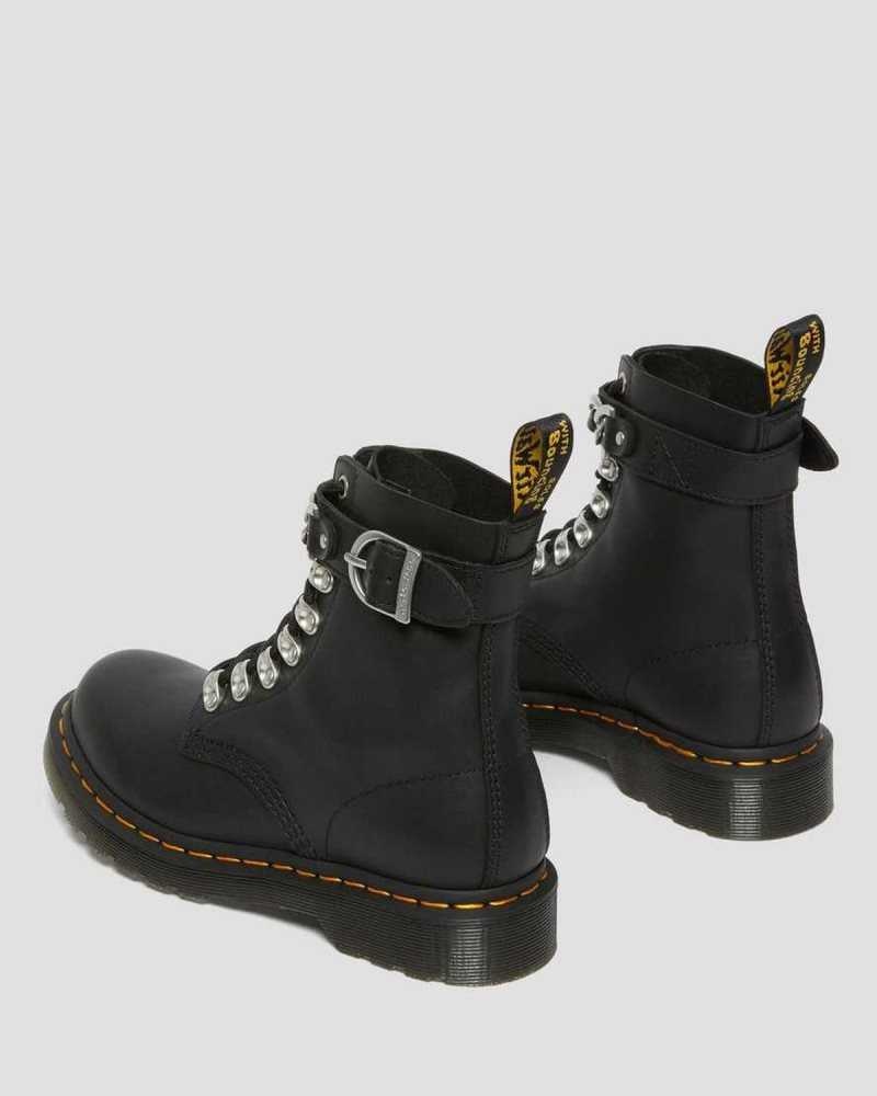 Dr Martens 1460 Pascal Chain Leather Lace Up Boots Black | 62UVTYHMN