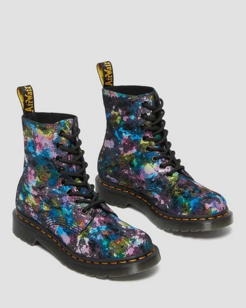 Dr Martens 1460 Pascal Confetti Suede Lace Up Boots Black | 93QDZHGCK