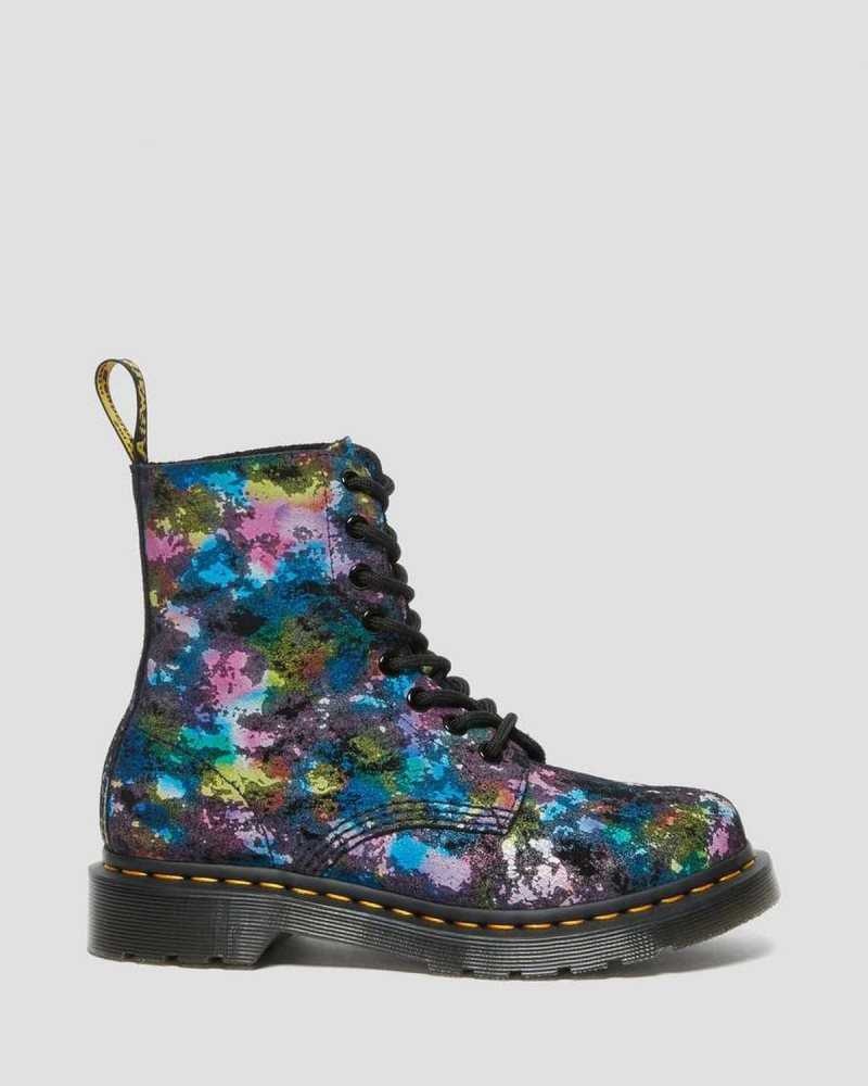 Dr Martens 1460 Pascal Confetti Suede Lace Up Boots Black | 93QDZHGCK