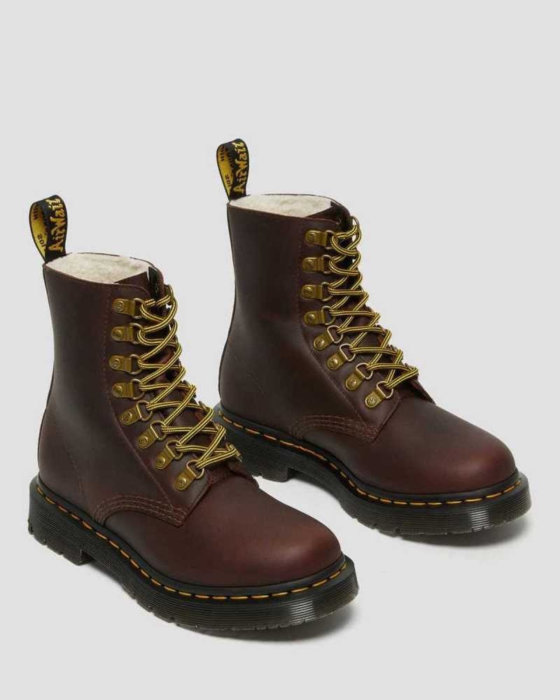 Dr Martens 1460 Pascal DM's Wintergrip Leather Lace Up Boots Brown | 81LGEOYMB