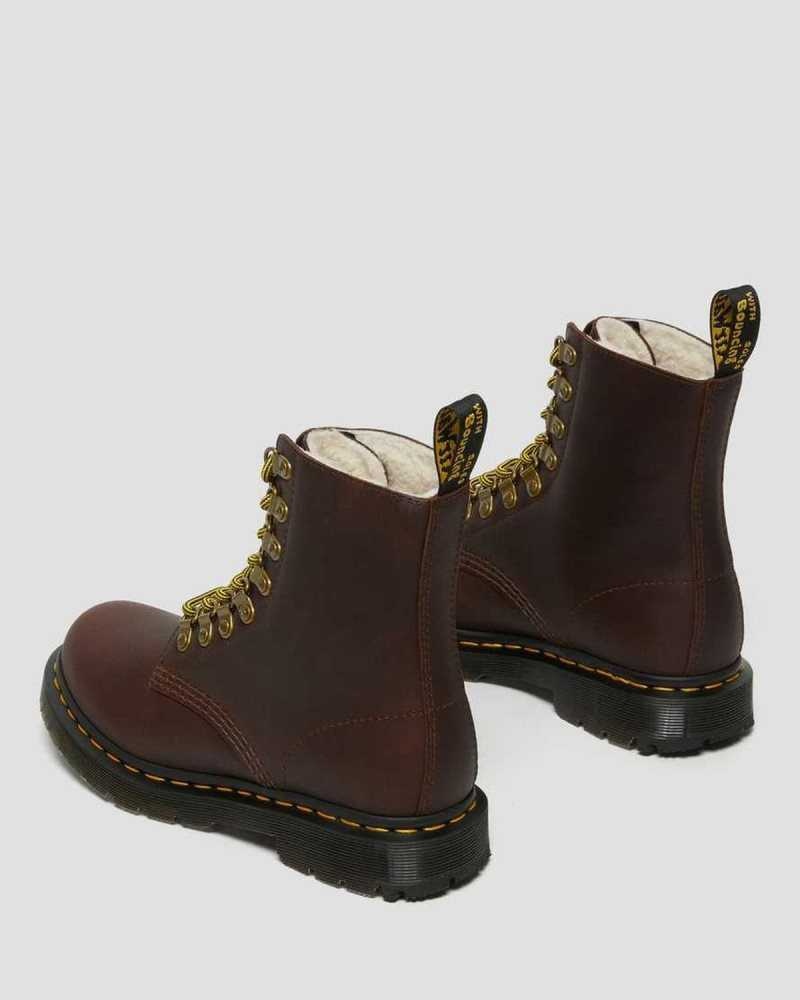 Dr Martens 1460 Pascal DM's Wintergrip Leather Lace Up Boots Brown | 81LGEOYMB