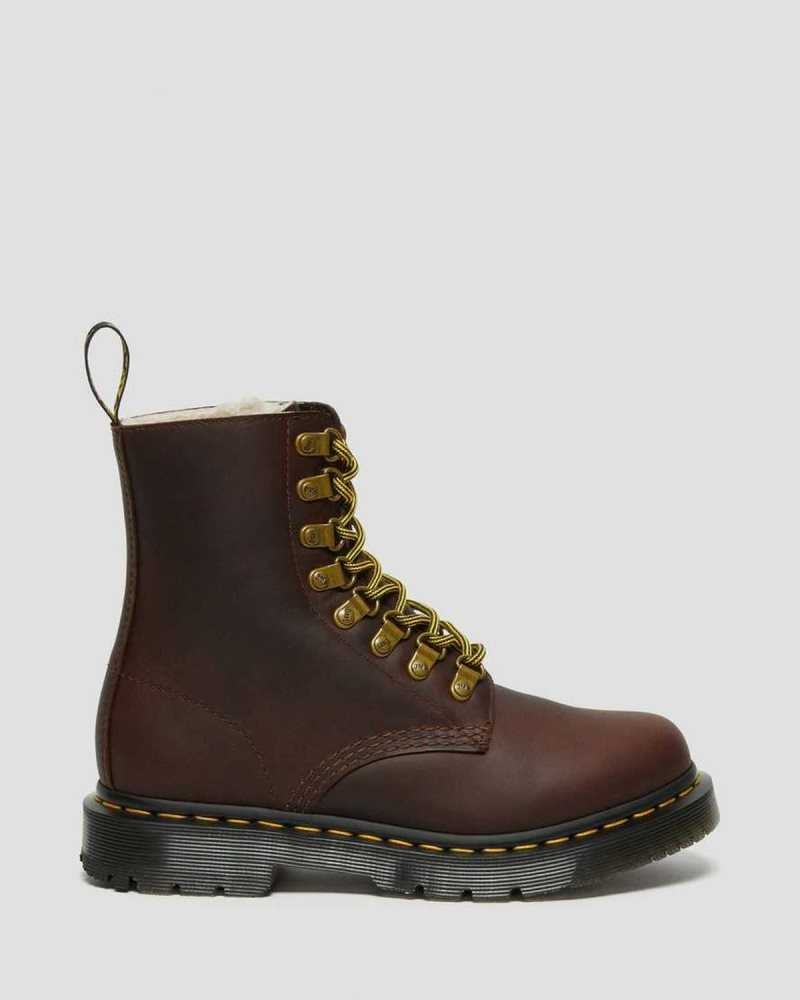 Dr Martens 1460 Pascal DM's Wintergrip Leather Lace Up Boots Brown | 81LGEOYMB