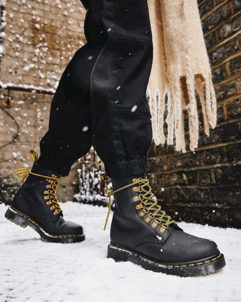 Dr Martens 1460 Pascal DM's Wintergrip Leather Lace Up Boots Black | 81HSNYGQJ