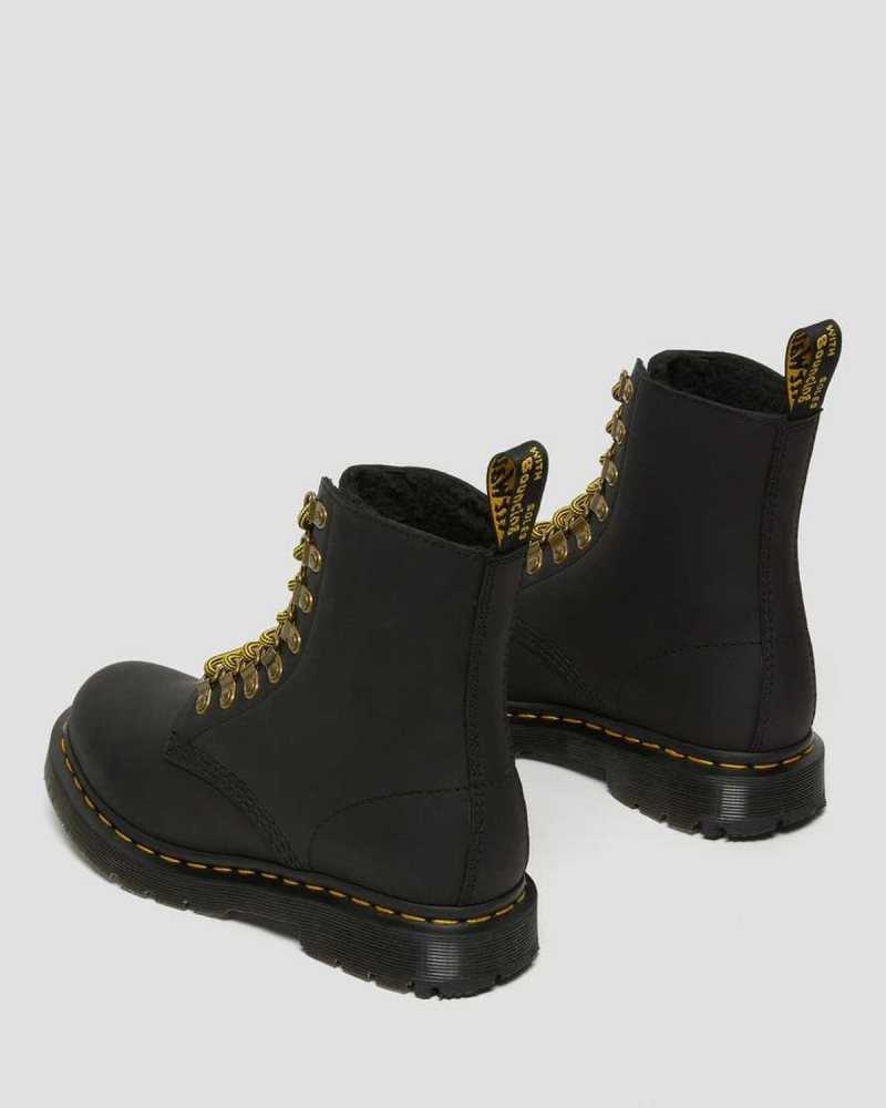 Dr Martens 1460 Pascal DM's Wintergrip Leather Lace Up Boots Black | 81HSNYGQJ