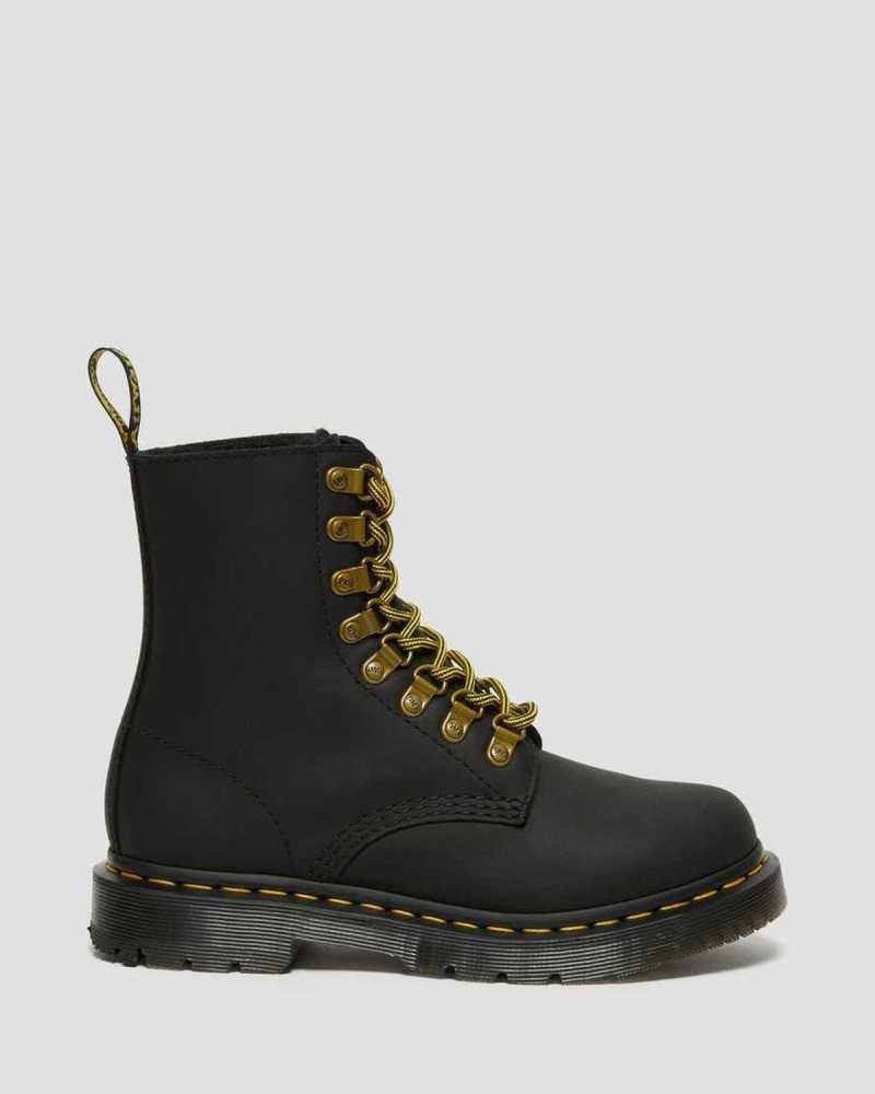 Dr Martens 1460 Pascal DM's Wintergrip Leather Lace Up Boots Black | 81HSNYGQJ