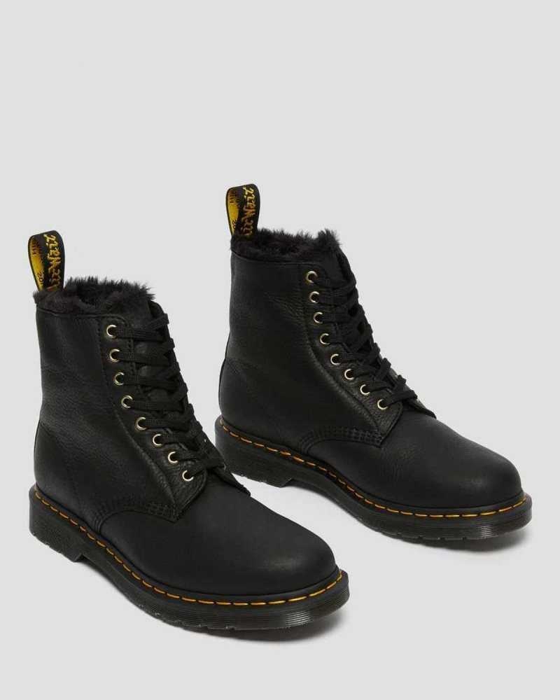 Dr Martens 1460 Pascal Faux Fur Lined Lace Up Boots Black | 71RVOHKDE